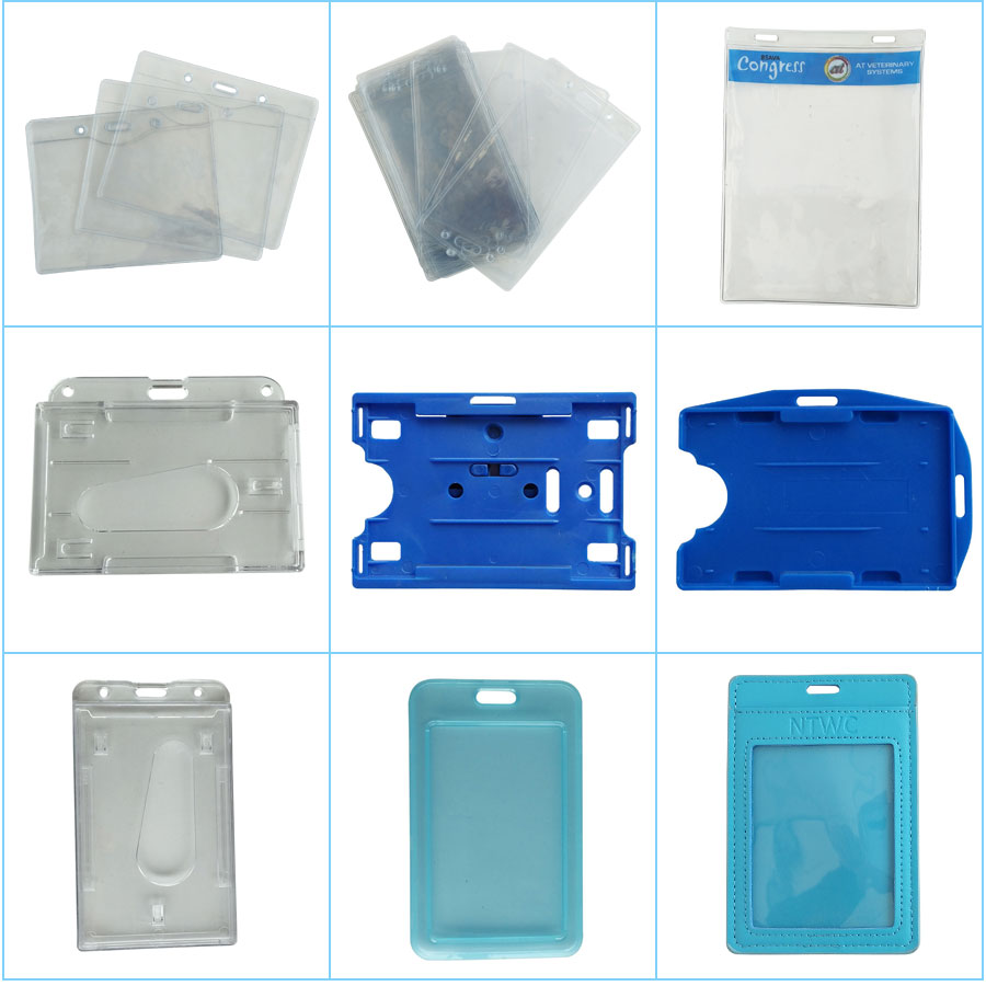 Plastic Double Sided ID Card Holder For Lanyard